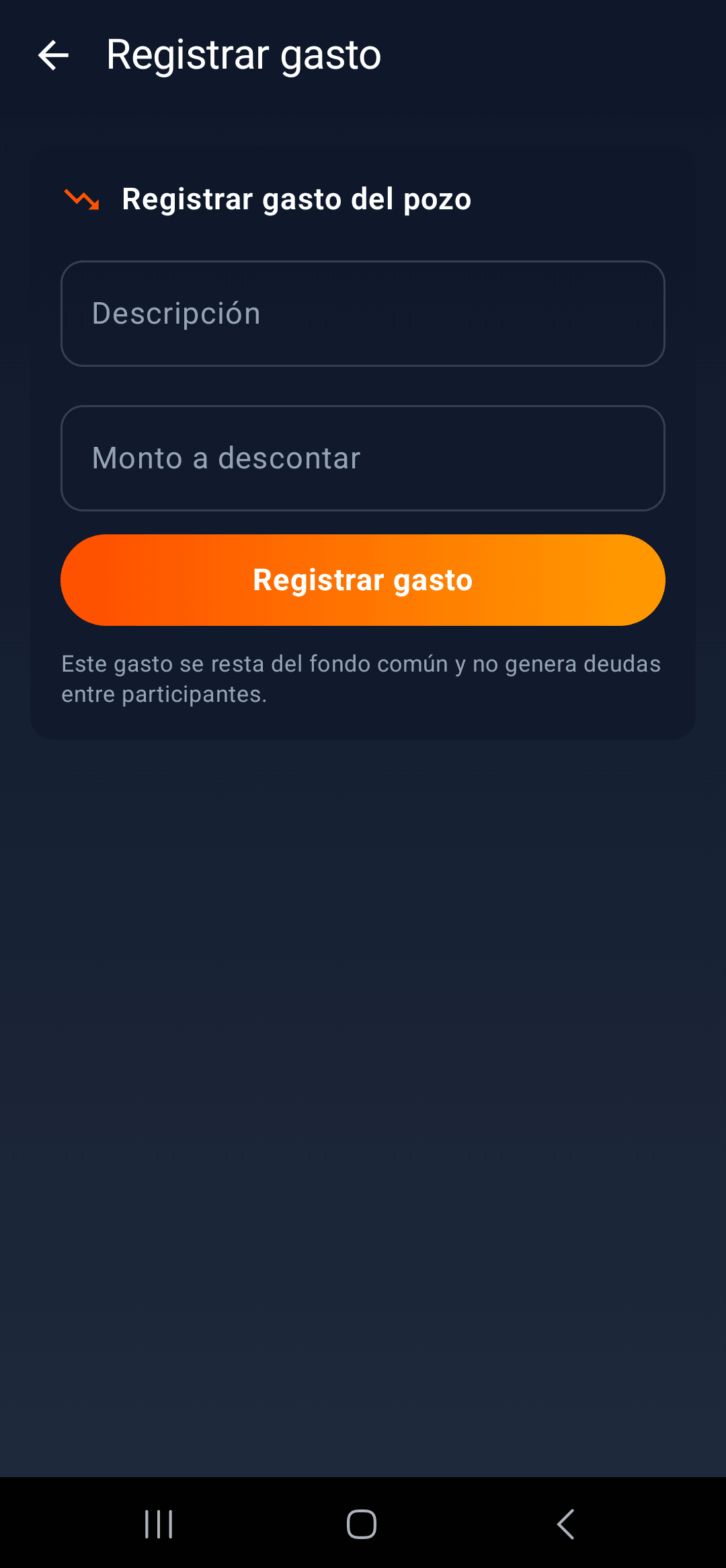 Registrar gasto del pozo